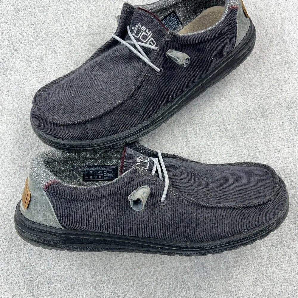 Hey Dude Wally Corduroy Shadow Gray Mens Size 9 Slip On Casual Comfort Shoes